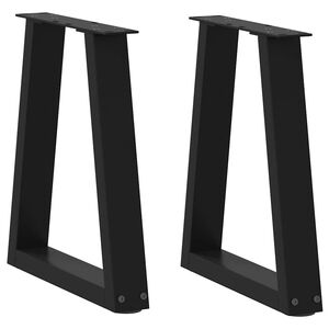 vidaXL Dining Table Leg Set of 2 Black Powder-coated steel Medium