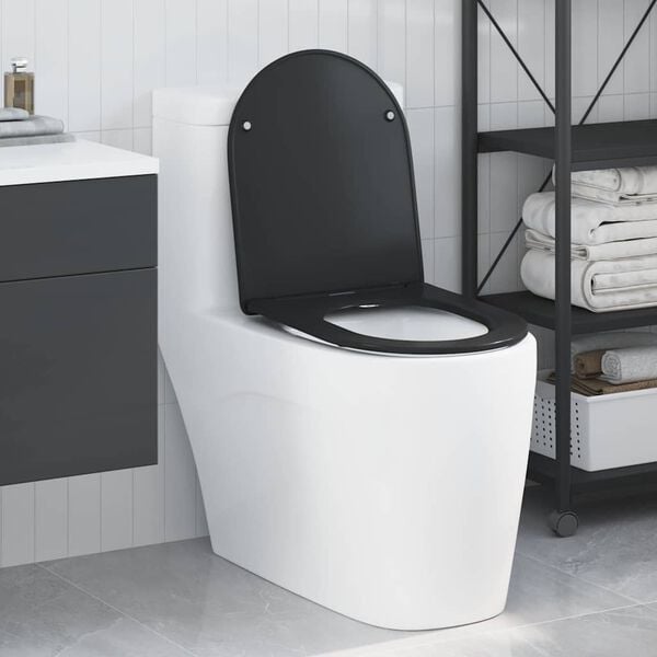 vidaXL Quick Release Toilet suitable for Seat Black 44 x 36.4 x 3.4 cm
