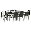 vidaXL Garden Dining Set with Cushion 9 pcs Black Poly Rattan