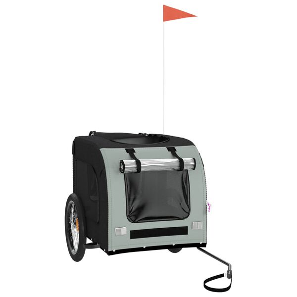 vidaXL Pet Bike Trailer Grey and Black Oxford fabric, Iron, PVC Small