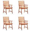 vidaXL Patio Chair Set of 4 Wooden Solid Acacia Wood, Polyester Standard