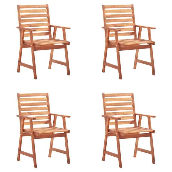 vidaXL Patio Chair Set of 4 Wooden Solid Acacia Wood, Polyester Standard
