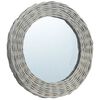 vidaXL Mirror Natural Wicker, glass 27.6 in Decorative Inlays Mirror