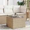 vidaXL Garden Table Beige PE Rattan, Powder-Coated Steel, Tempered Glass