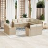 vidaXL Garden Sofa Set Beige PE rattan, Powder-coated steel Large