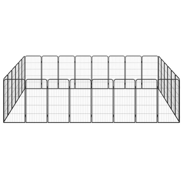 vidaXL Dog Playpen Black Powder-coated Steel Large