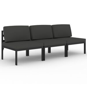 vidaXL 3-seater Garden Sofa Anthracite Aluminum and Polyester Medium