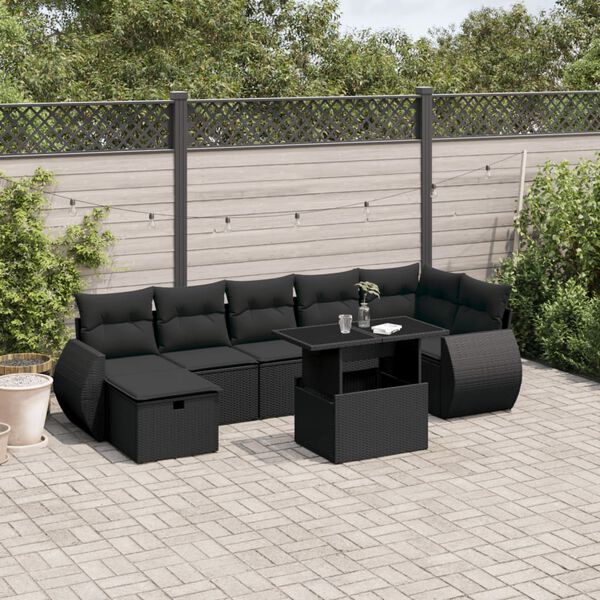 vidaXL Garden Sofa Set Black
