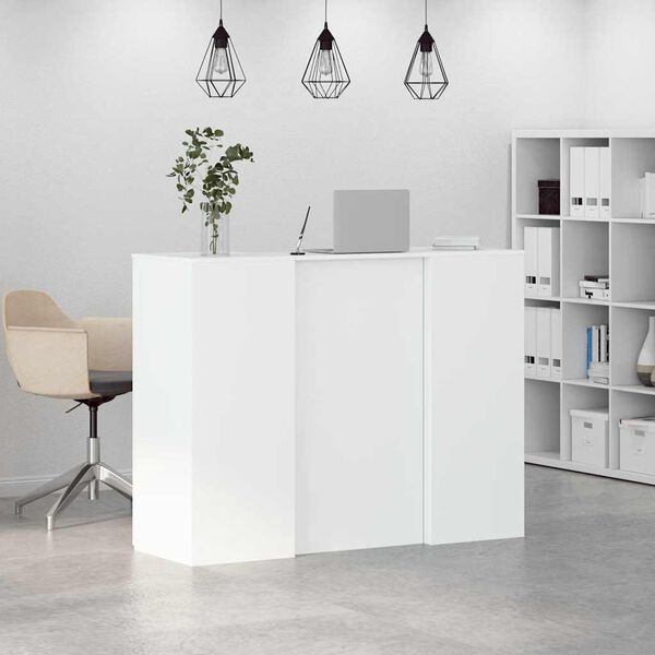 vidaXL Reception Desk White Engineered wood Reception Desk Rectangular