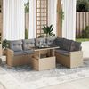 vidaXL Garden Sofa Set Beige Poly Rattan Large Removable Covers