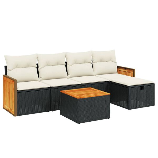 vidaXL Garden Sofa Set Black PE Rattan Medium Modular Garden Sofa Set