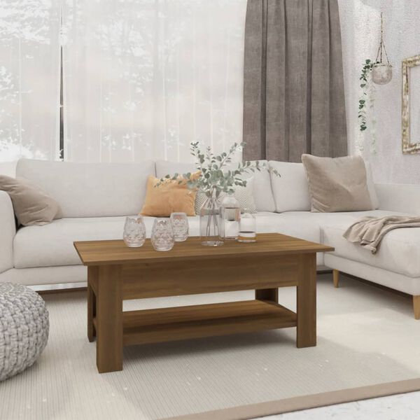 vidaXL Coffee Table Brown Oak Engineered Wood 40.2 in x 21.7 in x 16.5 in