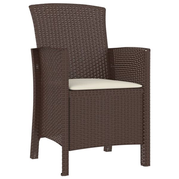 vidaXL Patio Chair with Cushion PP Rattan Brown