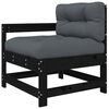 vidaXL Garden Lounge Set Black Solid pine wood, Plywood, Oxford fabric