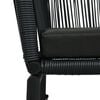 vidaXL Outdoor Chair Set of 2 Black PE Rattan, Powder-Coated Steel