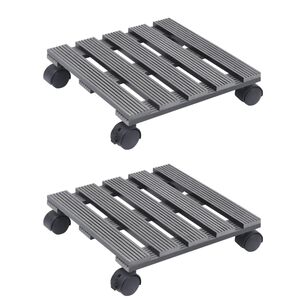 vidaXL Plant Trolley Set of 2 Grey Wood-plastic composite (WPC)
