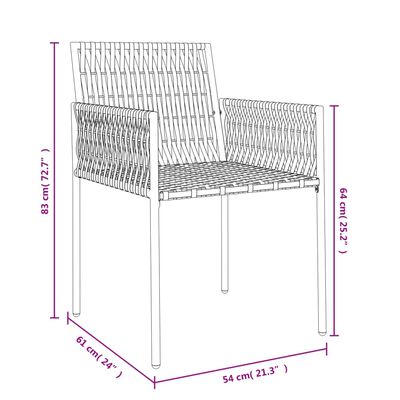 vidaXL Patio Chairs with Cushions 2 pcs Brown 21.3"x24"x32.7" Poly Rattan