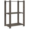 vidaXL 3-Tier Storage Rack Grey 23.6x15.0x35.4" Solid Wood Pine