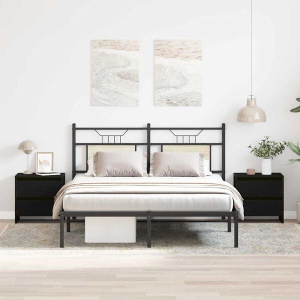 vidaXL Bedside Cabinet 2 pcs Black Oak 17.72 x 13.39 x 17.52 in