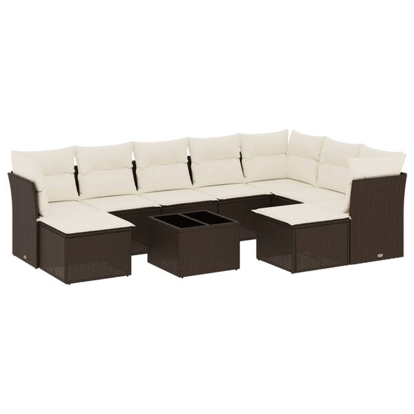 vidaXL Garden Sofa Set Brown, Cream White