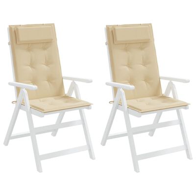 vidaXL Highback Chair Cushions 2 pcs Beige Oxford Fabric