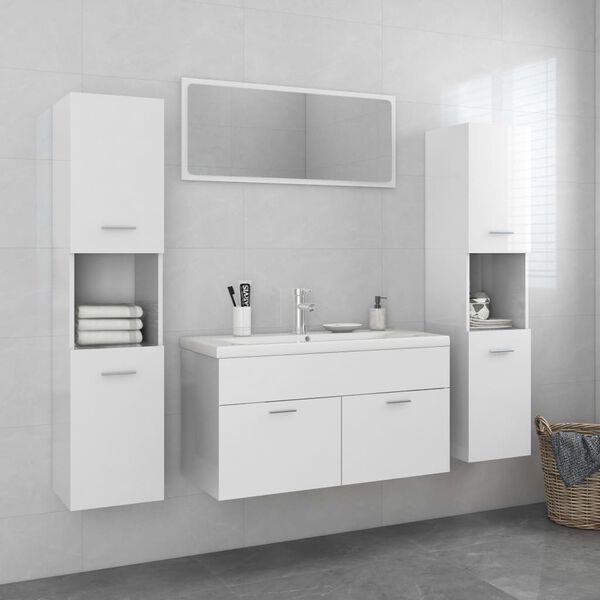 vidaXL Bathroom Furniture Set High gloss white