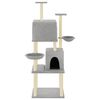 vidaXL Cat Tree Light Grey Engineered wood, Plush, Sisal 70.9 in Tall