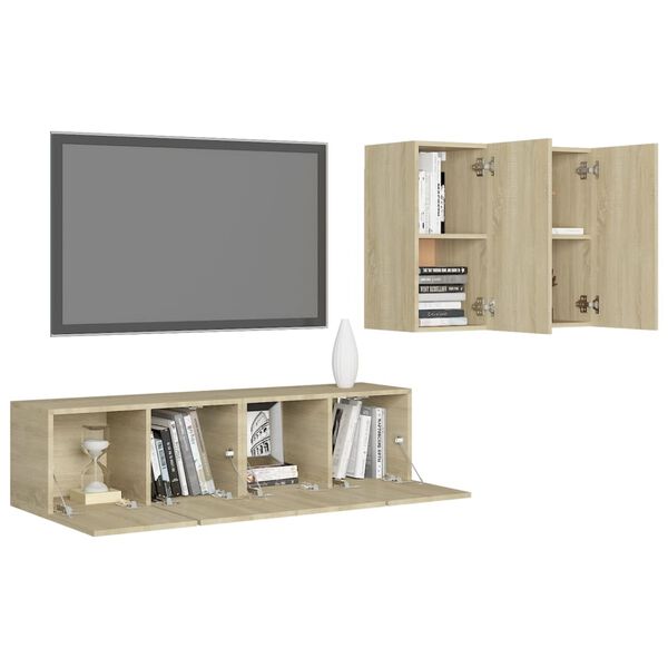 vidaXL TV Cabinet Set Set of 4 Sonoma oak Engineered wood Standard