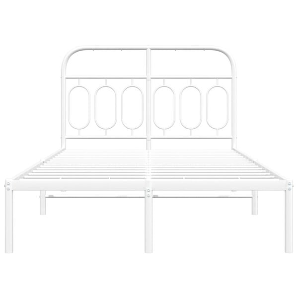 vidaXL Bed Frame White Steel 47.2 x 78.7 in Bed Frame Rectangular