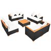 vidaXL Outdoor Sofa Set Black and brown with cream white cushions