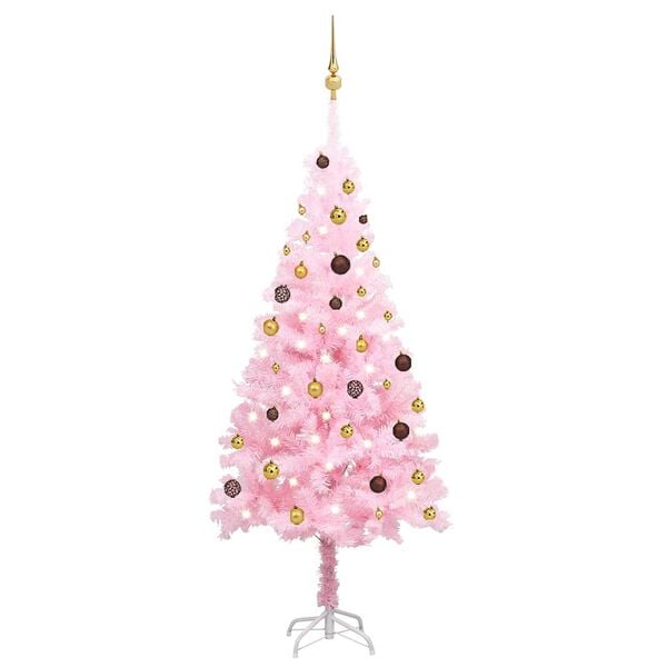 vidaXL Artificial Christmas Tree Pink PVC, Steel, Plastic