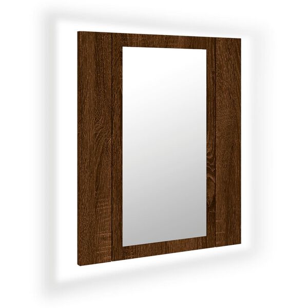 vidaXL LED Mirror Cabinet Brown Oak Engineered Wood, Acrylic Medium