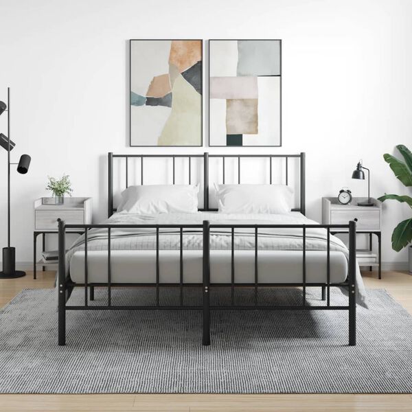 vidaXL Bedside Table Set of 2 Grey Sonoma Engineered Wood, Iron Medium