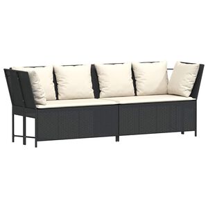 vidaXL Garden Sofa Black PE Rattan Large Modular Garden Sofa
