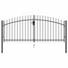 vidaXL Fence Gate Double Door with Spike Top Steel 117.9x68.7" Black