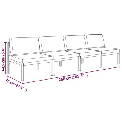 vidaXL 4-Seater Patio Sofa with Cushions Aluminum Anthracite
