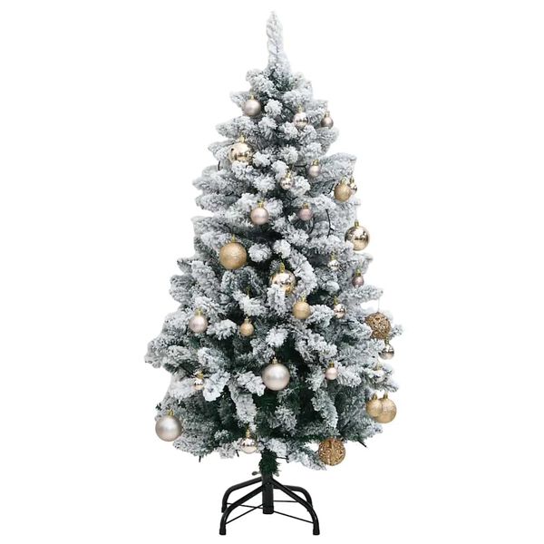 vidaXL Artificial Hinged Christmas Tree 150 LEDs & Ball Set 59.1"