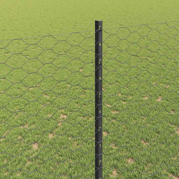 vidaXL Fence with Post Grey 4.92 x 32.81 ft Steel and PVC