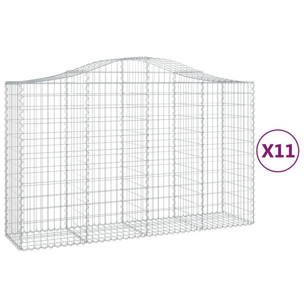 vidaXL Gabion Basket Set of 11 Silver Galvanized iron