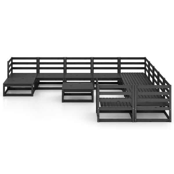 vidaXL Garden Lounge Set Black Solid Pinewood Large Modular