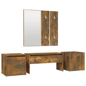 vidaXL Hallway Furniture Set Smoked Oak Engineered Wood, Acrylic Medium