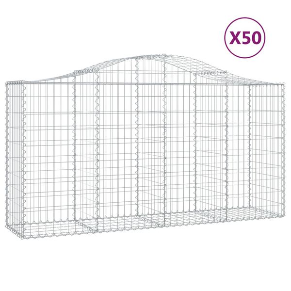 vidaXL Gabion Basket Set of 50 Silver Galvanized iron Large Durable