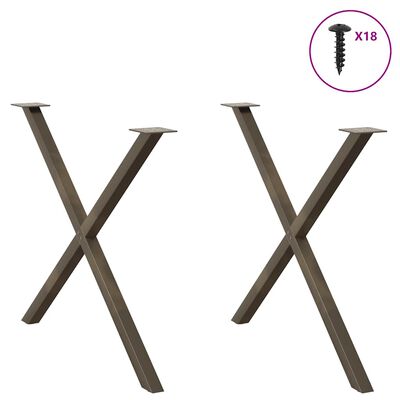 Two X-shaped metal legs with threaded screw insert in top circle shows in pink circle.