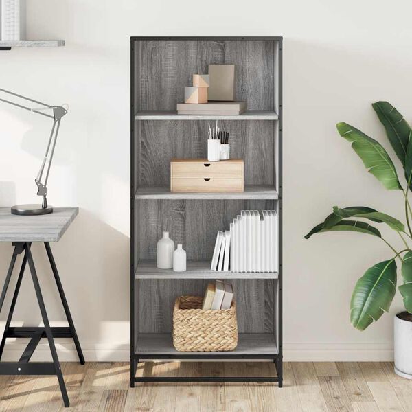 vidaXL Bookcase Grey sonoma Engineered wood Medium Bookcase