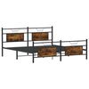 vidaXL Bed Frame Smoked oak Steel, Engineered wood Double Bed Frame