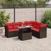 vidaXL 7 Piece Patio Sofa Set with Cushions Brown Poly Rattan Acacia