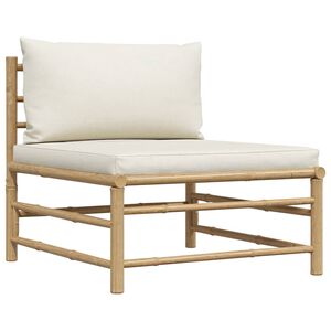 vidaXL Middle Sofa Cream White Bamboo, Polyester Regular Modular