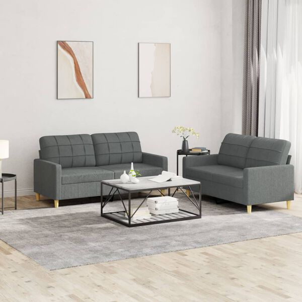 vidaXL Sofa Set Dark Grey Fabric (100% polyester), Metal, Textilene, Plywood