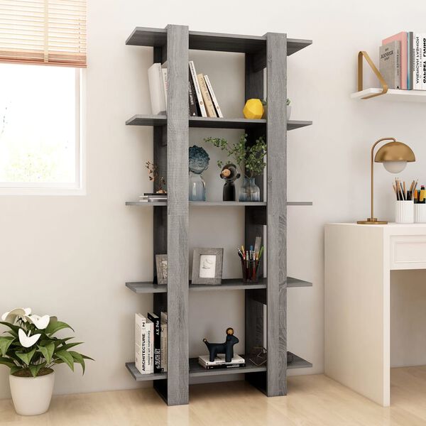 vidaXL Book Cabinet Grey sonoma Engineered wood Large Book Cabinet