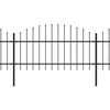 vidaXL Garden Fence with Spear Top Steel 351.3"x49.2" Black